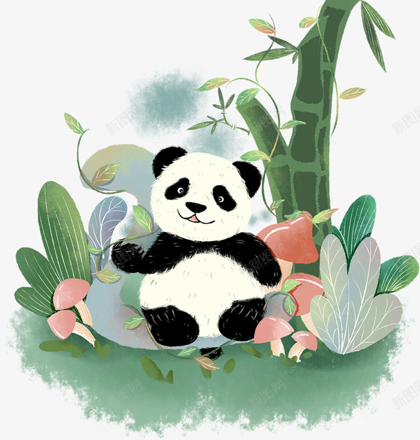 可爱的大熊猫元素png免抠素材_新图网 https://ixintu.com 元素 免扣 熊猫 素材 艺术