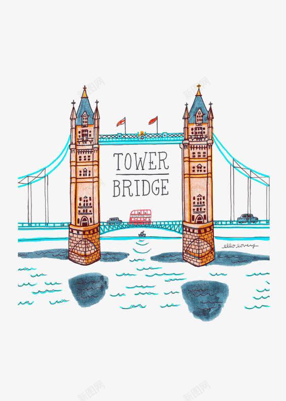 伦敦大桥png免抠素材_新图网 https://ixintu.com 卡通 复古 大桥 建筑 手绘 插画 欧式