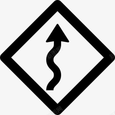 弯曲的道路警示标志图标图标