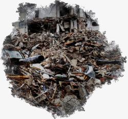 地震自救海报地震后的废墟高清图片