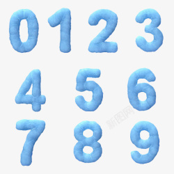 数字123456789蓝色手绘浮雕数字高清图片