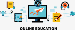 互联网教育网络在线电子教育矢量图高清图片