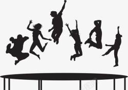 儿童乐园背景在蹦床上跳跃的年轻人图标高清图片