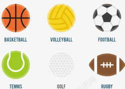 体育项目图标素材6款彩色奥运会球类图标高清图片