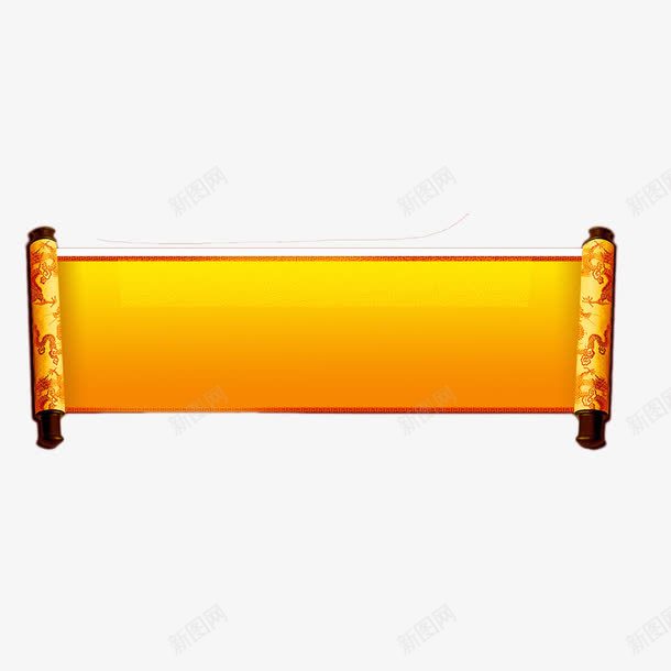 金黄色画卷psd免抠素材_新图网 https://ixintu.com 中国风 画卷 画轴 金黄色