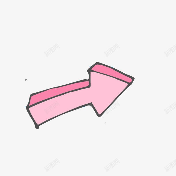 箭头png免抠素材_新图网 https://ixintu.com 卡通手绘 立体 箭头 粉色