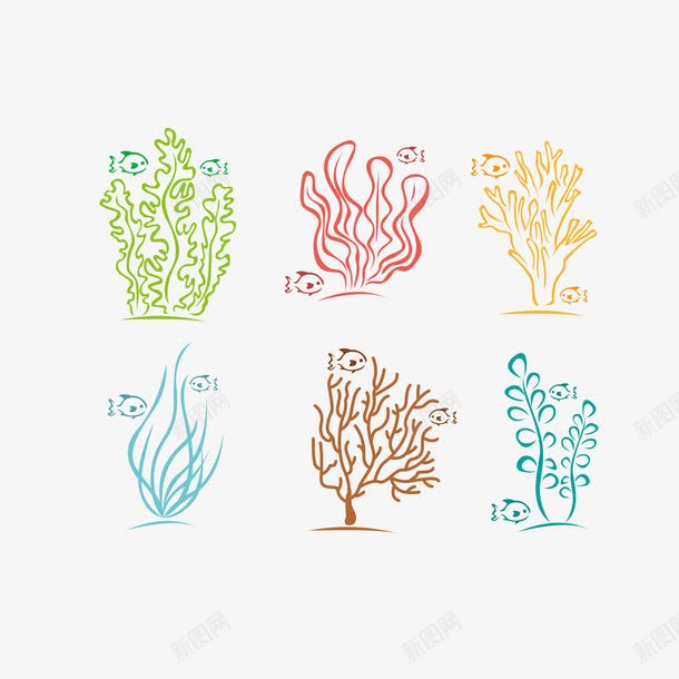 手绘线条珊瑚藻png免抠素材_新图网 https://ixintu.com 卡通 手绘 海底生物 海藻 珊瑚 珊瑚藻 精致 线条 鱼