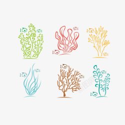 手绘精致线条组合设计手绘线条珊瑚藻高清图片