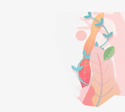 粉色系森林创意手绘装饰边框素材