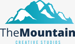 山脉标志蓝色山峰轮廓图标高清图片