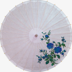 白色油纸伞白色蓝花伞高清图片
