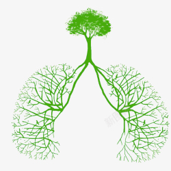 手绘吸烟帅哥大树肺部的结构图高清图片