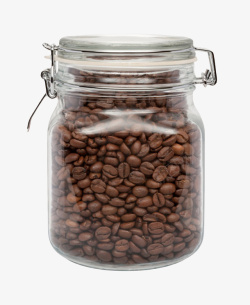装满咖啡豆的广口瓶实物素材