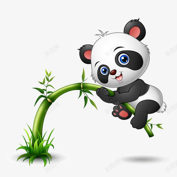 趴在竹子上的熊猫png免抠素材_新图网 https://ixintu.com 卡通 国宝 熊猫 竹子