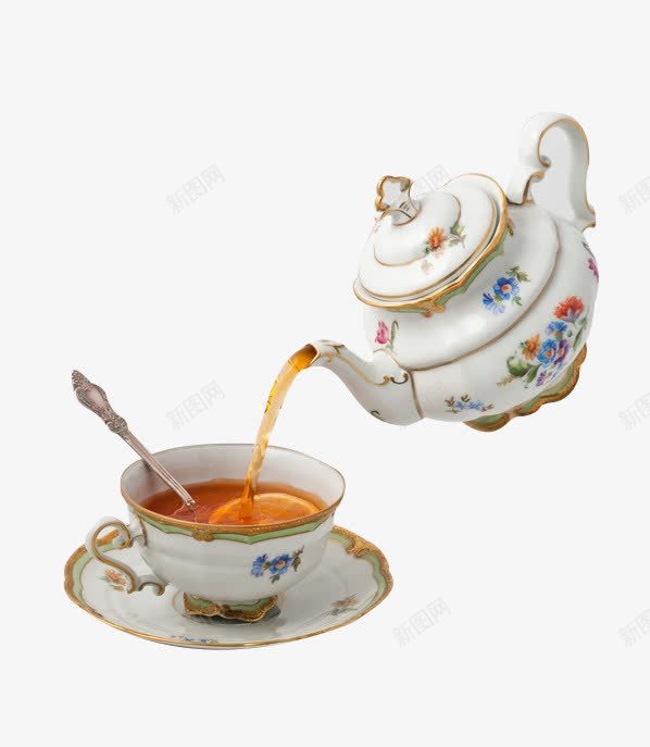 欧式茶具png免抠素材_新图网 https://ixintu.com 冲泡 水果茶 煮茶茶具 美味 花纹