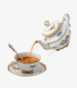 水果花纹欧式茶具高清图片