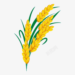 金色植物花纹卡通手绘水稻高清图片