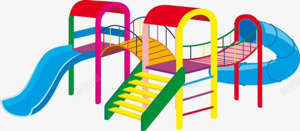 卡通大型滑梯矢量图ai免抠素材_新图网 https://ixintu.com 儿童玩具 手绘大型滑梯 游乐场设备 综合型运动器械 矢量图