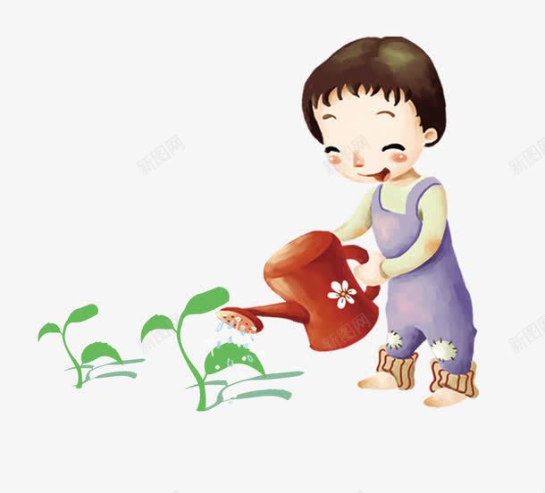 小朋友浇花png免抠素材_新图网 https://ixintu.com 小孩 教育 正在浇水 浇水 淋花 爱护花草