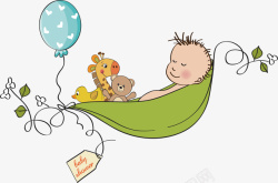 小宝贝睡在吊床里的婴儿矢量图高清图片