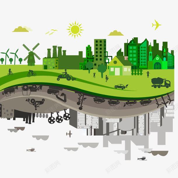com 低碳生活 住宅区 保护地球 城市 手绘家园 汽车 环保 绿色出行