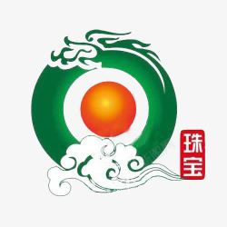 翡翠珠宝龙和祥云的标志图标图标