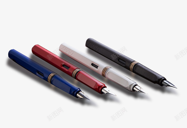 四支钢笔psd免抠素材_新图网 https://ixintu.com 卡通 学生用品 手绘 简图 红色 蓝色 钢笔 银色