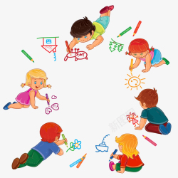 六个儿童玩耍做游戏快乐开心素材