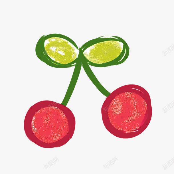 两颗樱桃卡通手绘png免抠素材_新图网 https://ixintu.com 卡通 樱桃 水果 甜品