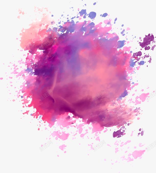 粉紫色水彩泼墨效果png免抠素材_新图网 https://ixintu.com 水彩泼墨 矢量素材 粉紫色 艺术 艺术感