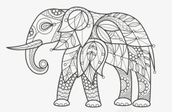 大象图腾大象黑白图腾线稿矢量图高清图片