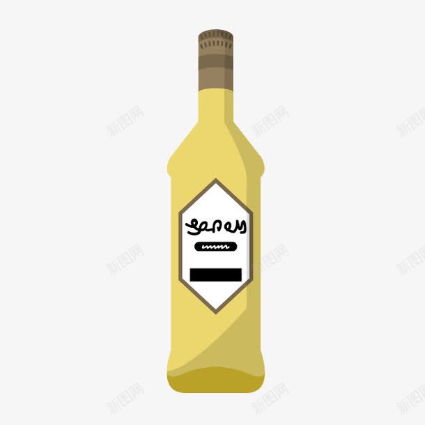 卡通黄色玻璃瓶png免抠素材_新图网 https://ixintu.com 卡通玻璃瓶 家居摆设 洋酒瓶 黄色玻璃瓶