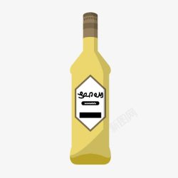 黄色洋酒卡通黄色玻璃瓶高清图片