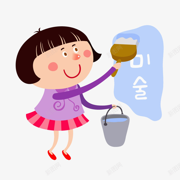 刷漆的女孩png免抠素材_新图网 https://ixintu.com 儿童 刷子 刷漆 女孩 学生 孩子 油漆 漆桶 蓝色