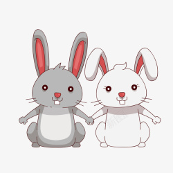 小兔子LOGO卡通成双成对的兔子矢量图高清图片
