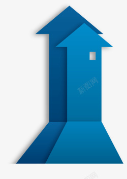 蓝色箭头房子素材