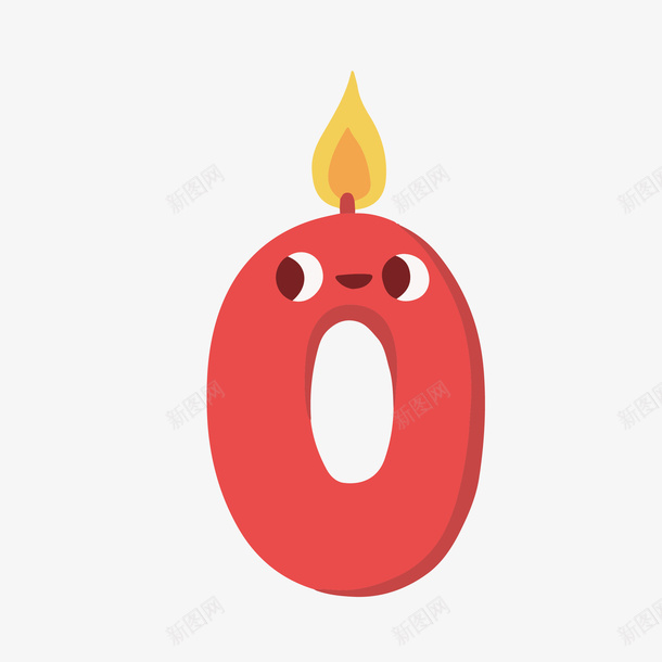 蜡烛数字0png免抠素材_新图网 https://ixintu.com 卡通 可爱的 数字0 火焰 生日蜡烛 眼睛 红色蜡烛