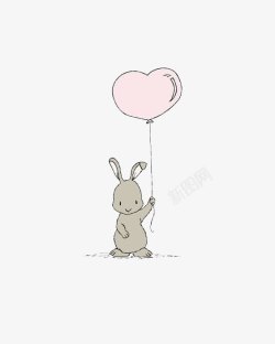 灰色气球拿起球的兔子高清图片