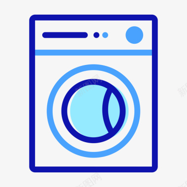 蓝色手绘洗衣机元素图标图标