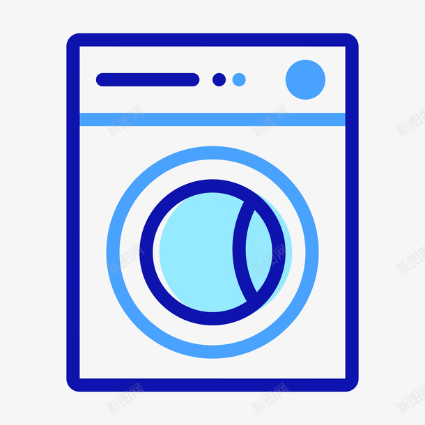 蓝色手绘洗衣机元素图标png_新图网 https://ixintu.com 卡通图标 商务 家电 扁平化 手绘 按键 洗衣机 蓝色 镜子