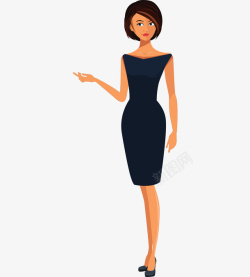 黑色短裙手绘卡通女士形象高清图片