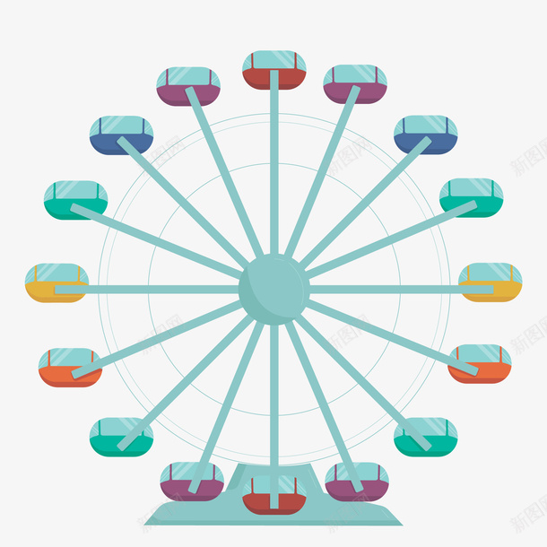 创意蓝色的摩天轮png免抠素材_新图网 https://ixintu.com 出游 扁平化 摩天轮 游乐场 游玩 蓝色