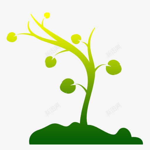 茁壮成长的树苗png免抠素材_新图网 https://ixintu.com 一棵树 剪纸绘画 向上生长 土地植物 幼芽幼苗 成长 树苗 黄色绿色