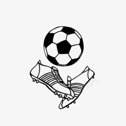 黑色足球足球和足球鞋简笔画图标高清图片