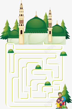 绿色宫殿迷宫地图矢量图素材
