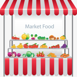 手机大卖卖蔬菜水果的摊位矢量图高清图片
