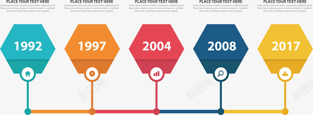 彩色六边形时间轴矢量图ai免抠素材_新图网 https://ixintu.com 六边形 分类标签 彩色六边形 时间轴 流程图 矢量png 矢量图