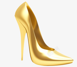 女性聚会金色女性弯曲发亮的包头高跟鞋实高清图片
