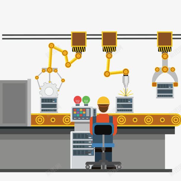 工厂人员办公png免抠素材_新图网 https://ixintu.com 办公 工厂 操作 机械化