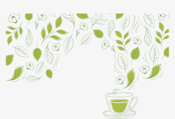 养生绿茶手绘风秋季养生茶高清图片